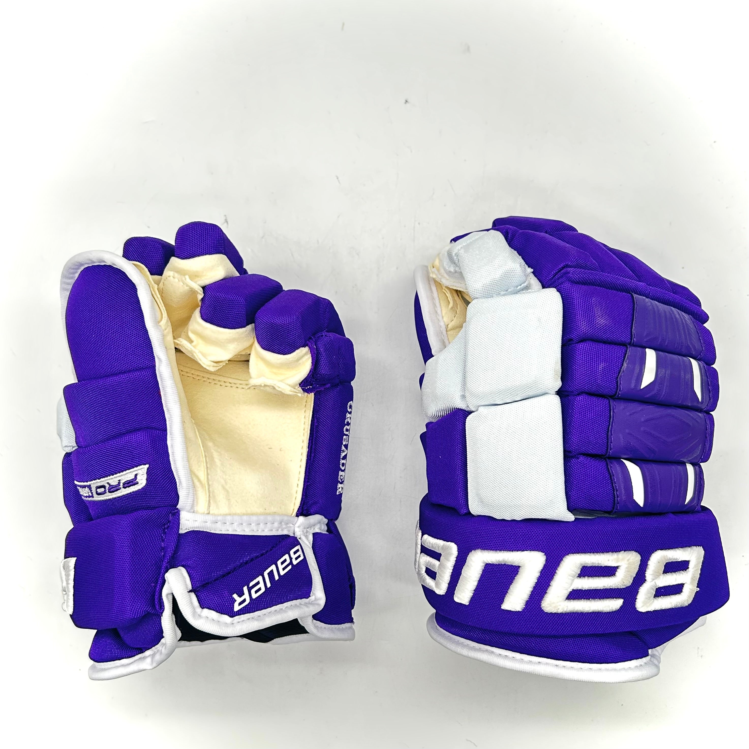 Bauer Pro Series - Gants de hockey NCAA Pro Stock - Intermédiaire (Violet/Blanc)